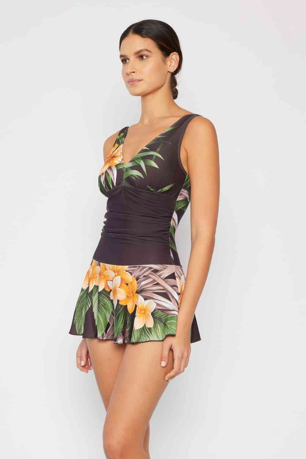 Clear Waters Swim Dress in Aloha Brown