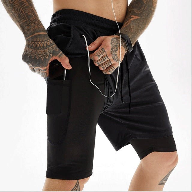 2 in 1 Quick Dry Breathable Workout Shorts with Pockets