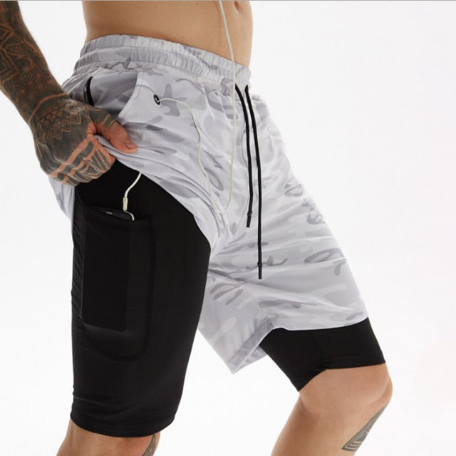 2 in 1 Quick Dry Breathable Workout Shorts with Pockets