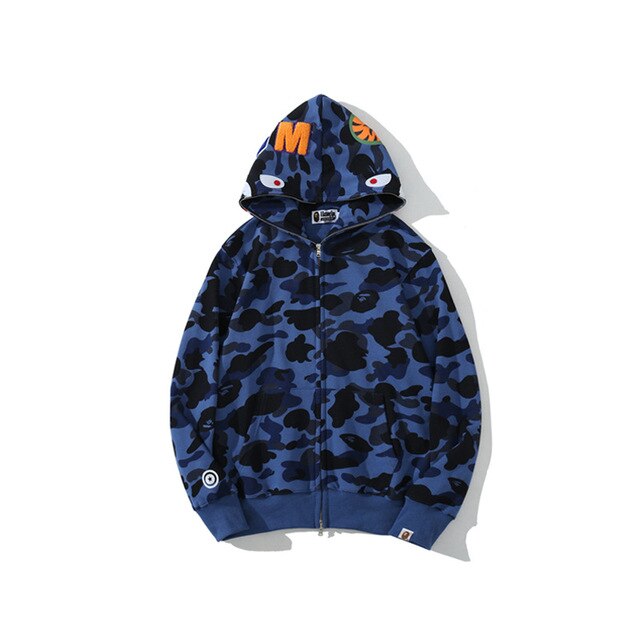 Shark Bape Men Casual Camouflage Hoodies