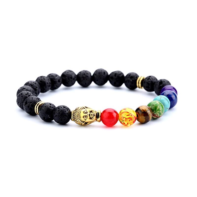 Lava Rock 7 Chakras Beads Bracelet Set