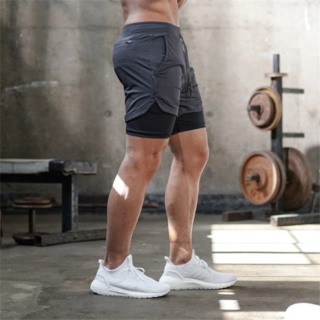 2 in 1 Quick Dry Breathable Workout Shorts with Pockets