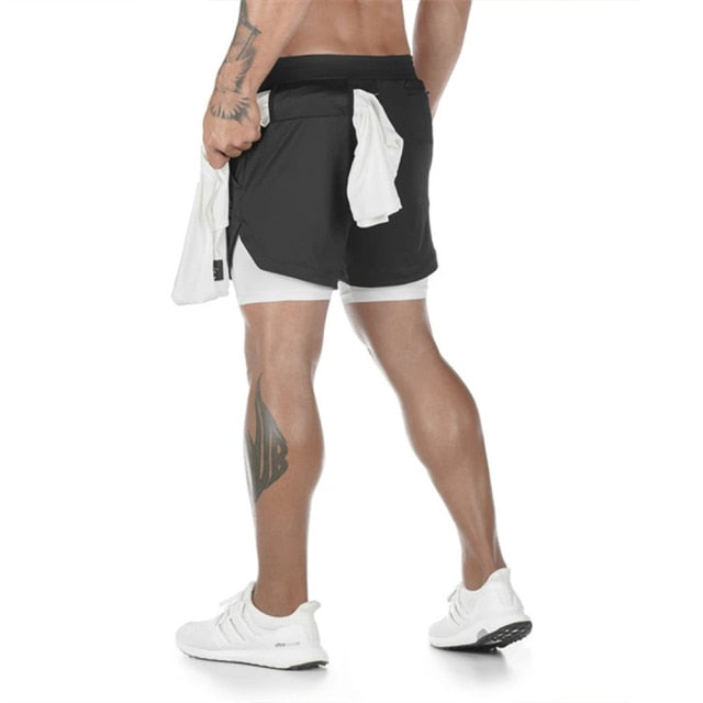 2 in 1 Quick Dry Breathable Workout Shorts with Pockets