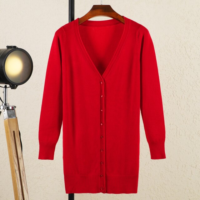 Long Sleeve V-neck Woman Cardigan