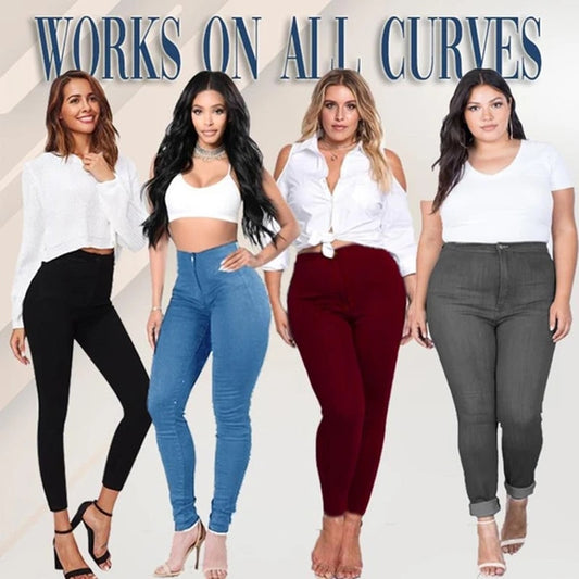 Women Luxe Stretch High Waist Snug-fit Plus-Size Denim Jeans