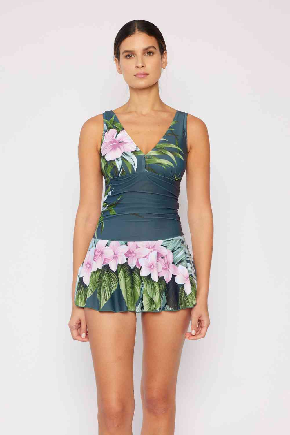 Clear Waters Swim Dress in Aloha Forest