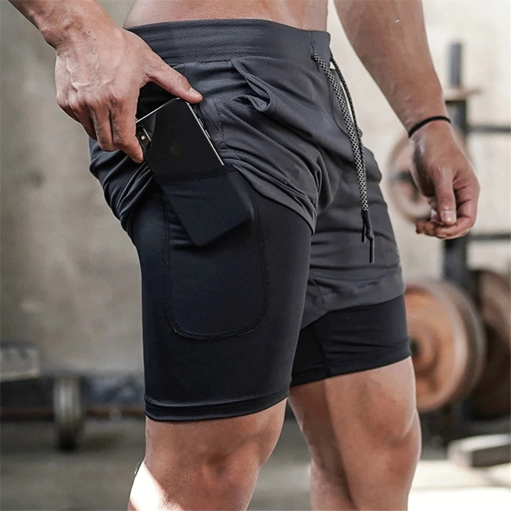 2 in 1 Quick Dry Breathable Workout Shorts with Pockets