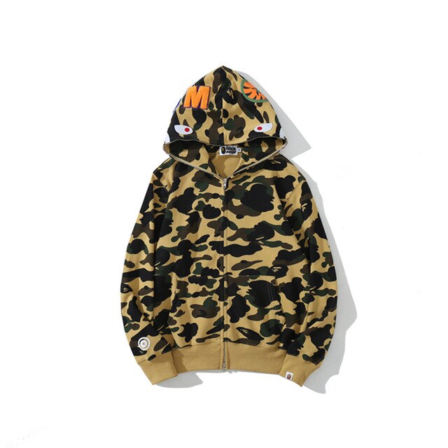 Shark Bape Men Casual Camouflage Hoodies